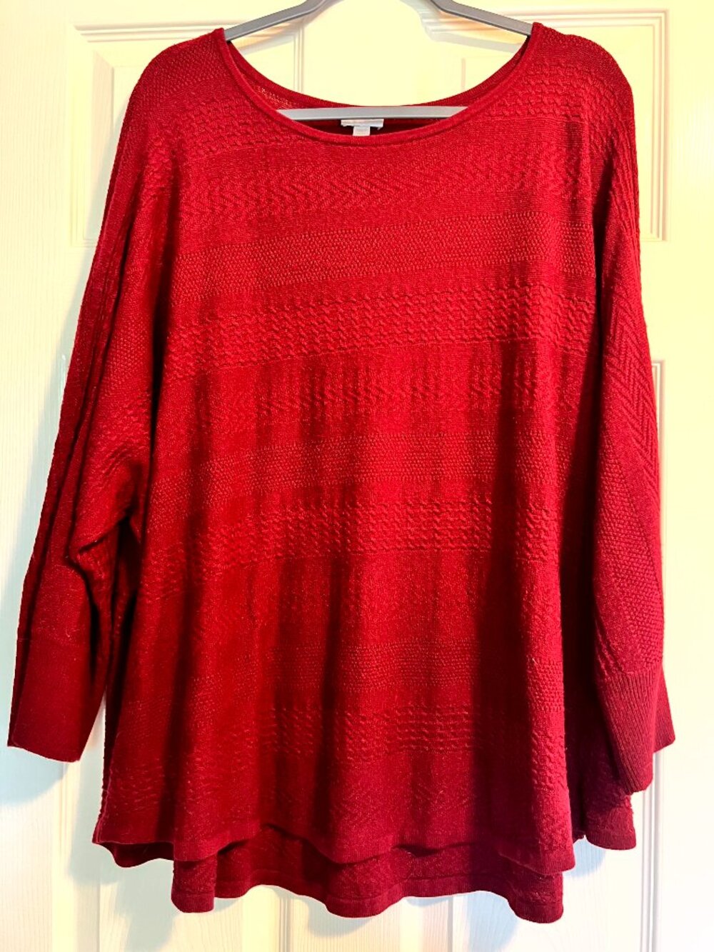 Avenue Red Textured Knit Sweater